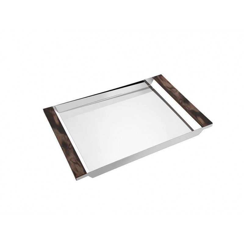 Tramontina componenti stainless steel rectangular tray with brown handles